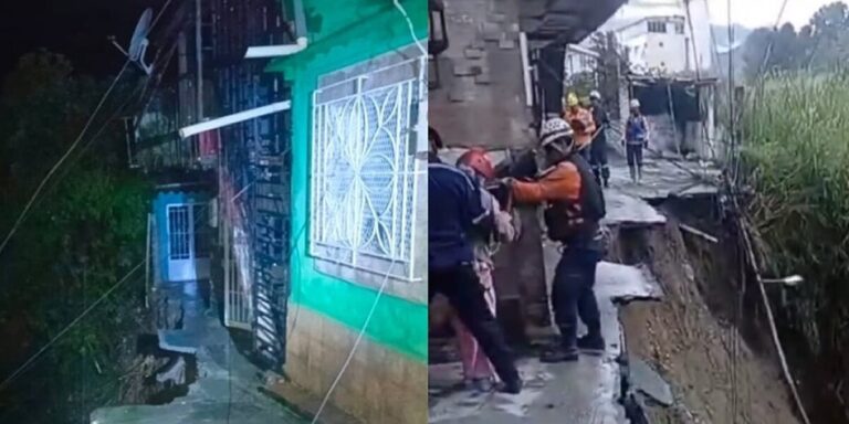 Deslizamiento de tierra dejó atrapadas a varias personas en Mérida